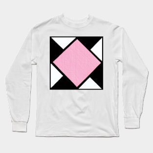 Pink Black and White Diamond Geometric Abstract Acrylic Painting v2 Long Sleeve T-Shirt